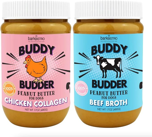 BUDDY BUDDER Beef Broth, 100% natural Dog Peanut Butter, Healthy Peanut Butter, Stuff in Toy, Dog Pill Pocket - Made in USA (17oz)