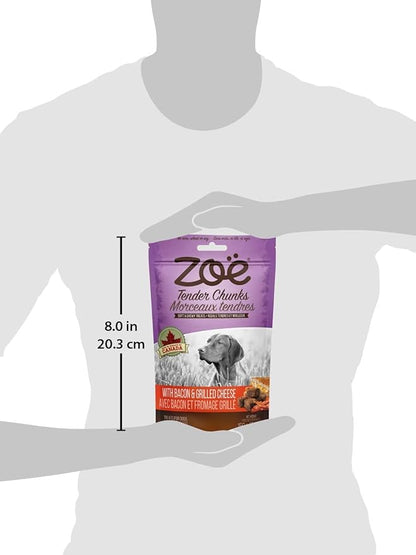 Zoe Tender Chunks for Dogs, All Natural Dog Treats, Grain-Free, Cheese and Bacon Recipe, 5.3 oz., 92043