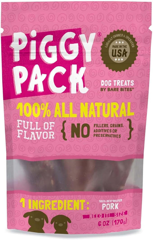 Piggy Pack Dog Pork Jerky Treats, All Natural, Made in USA (6 oz)