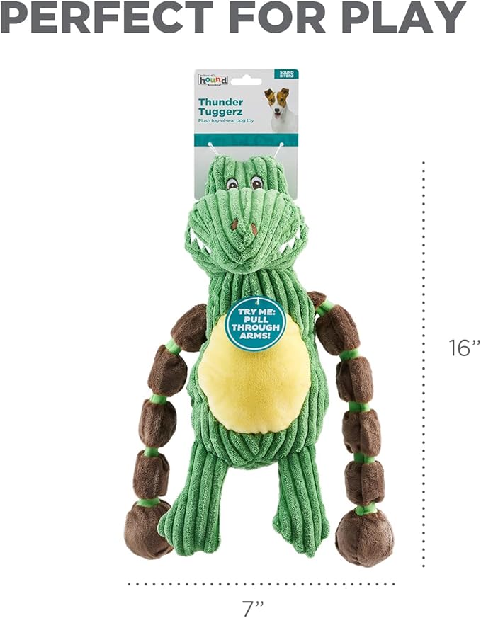 Charming Pet Thunda Tugga Gator Plush Squeaky Dog Tug Toy