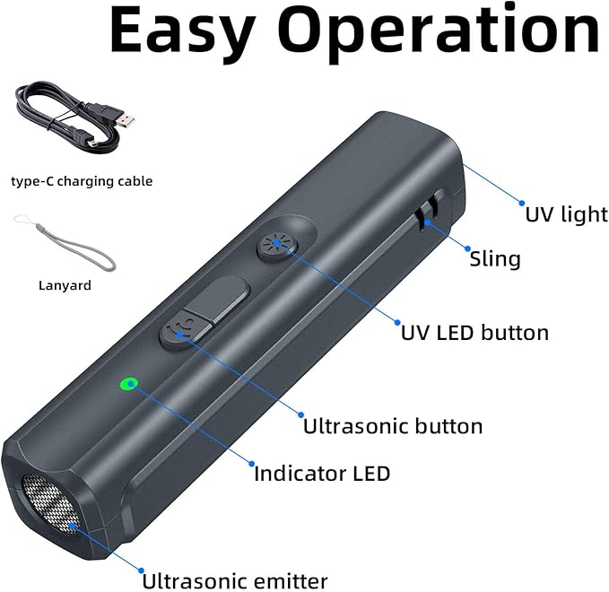 YYLUUT Anti Bark Device for Dogs,Ultrasonic Dog Bark Deterrent Devices,Dog Training & Behavior Aids,Portable Mini 365nm UV Detector for Dog/Cat Urine/Cat Moss