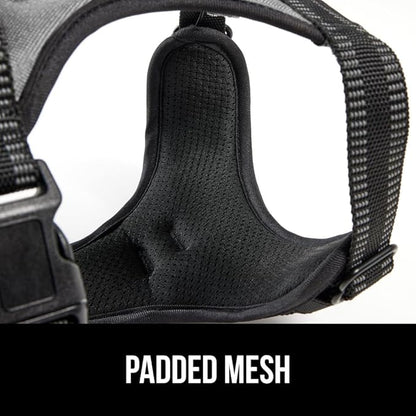 Gorilla Grip Comfortable Durable Dog Harness with Handle, Pet Leash Clips on Chest or Back for Walking, Padded Mesh Pets Vest, Adjustable Reflective Straps, Puppy Training, Gray