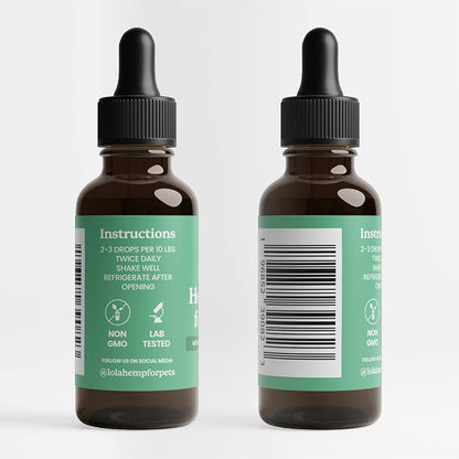 Lolahemp Hemp Oil for Dogs & Cats - Made in USA at Family Farm - Natural Hemp Oil for Joint Support, Promoting Mobility, Relieving Discomfort and Calming Supplement for Promoting Relaxation
