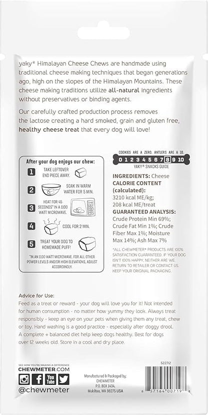 Chewmeter Himalayan Yaky Cheese Chew, 100% Natural, Long Lasting, Gluten Free, Healthy & Safe Dog Treats, Lactose & Grain Free, Protein Rich, Stain Free, Medium, For Dogs 35 Lbs & Under, 2.3 oz