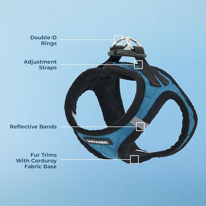 Voyager Step-In Plush Dog Harness – Soft Plush, Step In Vest Harness for Small and Medium Dogs by Best Pet Supplies - Harness (Turquoise Plush), XS (Chest: 13 - 14.5")