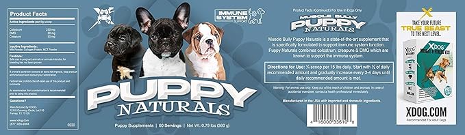Puppy Naturals | Muscle Building Immunity Milk Replacer + 10 in 1 Puppy MultiVitamin Nutrient Chew | Veterinarian Formulated. Nutritional Support for Growing Puppies (60 Servings).
