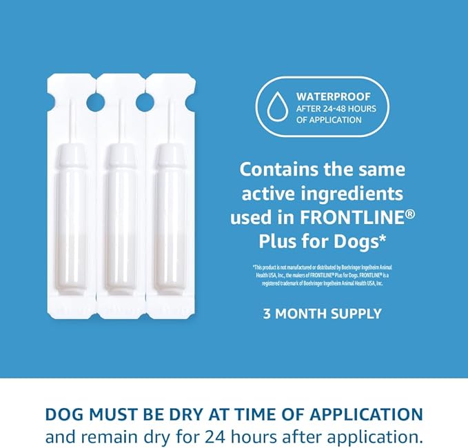 Amazon Basics Flea and Tick Topical Treatment for Medium Dogs (23-44 lbs), 3 Count (Previously Solimo)