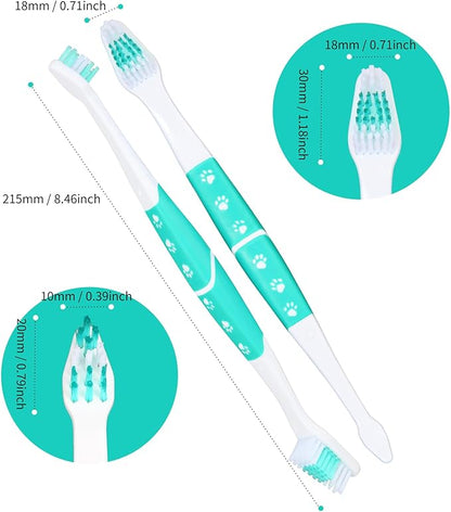 2 PCS Dog Toothbrush, Double Headed Pet Toothbrush with Soft Bristles, Easy Teeth Cleaning, Dog Dental Care for Puppies, Cats and Small Pets, Toothbrush in Bulk Individual Polybag (Mix)