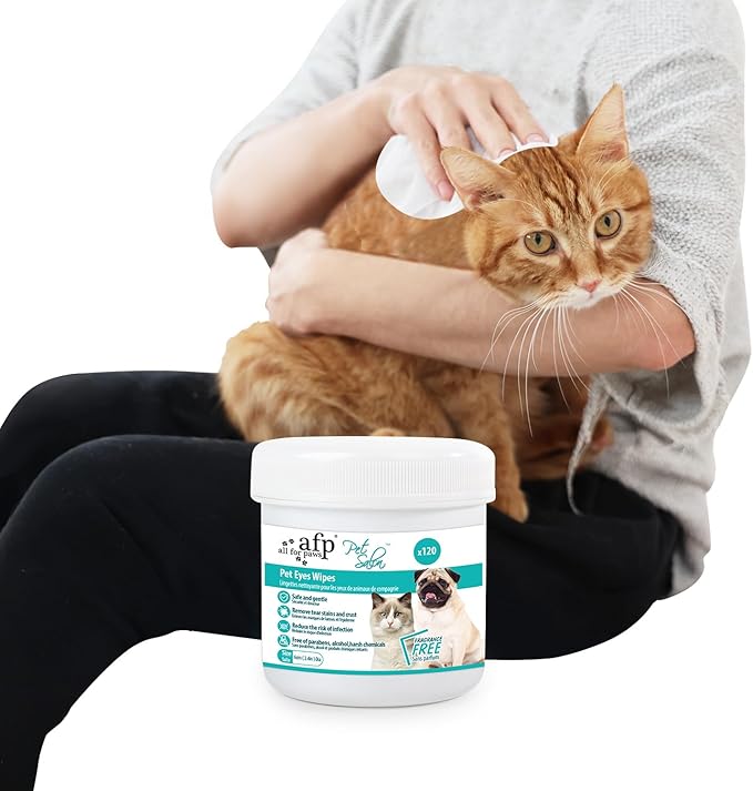 ALL FOR PAWS Dog Eye Wipes Ear Wash Pads Gentle Tear Stain Wipes for Dogs and Cats, Removes Dirt Crust and Discharge Natural Pet Wipes with Soothing Aloe Vera, 120 Counts
