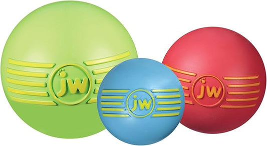 JW iSqueak Ball Durable Natural Rubber Dog Toy (Assorted Colors)