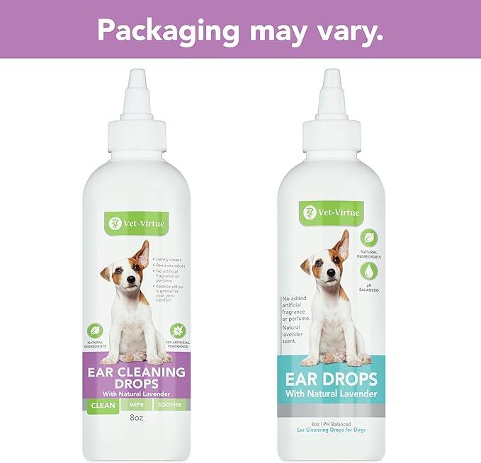 Dog Ear Cleaner Drops - 8oz Dog Cleaning Solution for Ear Cleaning and Grooming - Great for Flushing Out Build Up and Maintaining Hygiene
