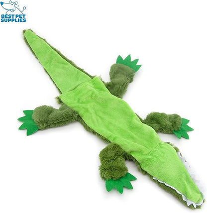 Best Pet Supplies Stuffing Free Squeaky Dog Toys for Small Dogs, Medium Dogs, and Large Dogs, Durable, Best Dog Chew Toy for Teething Puppy, Indoor Play, Holds Plastic Bottle - Alligator, Large