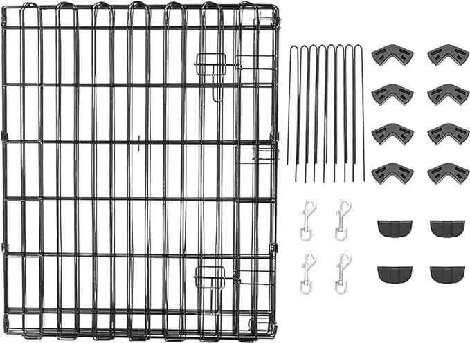 Amazon Basics - Octagonal Foldable Metal Exercise Pet Play Pen for Dogs, Fence Pen, Single Door, Small, 60 x 60 x 30 Inches, Black