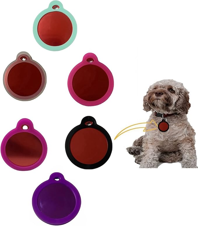 6 Pack Silicone Circle Dog tag Silencer Quiet Noisy pet tag Sleeve Round Personalized pet ID Tags Protector Lightweight pet tag Silencer with 6 Colors