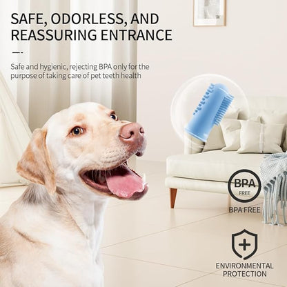 Dog Toothbrush, Cat ToothbrushTeeth Cleaning, The 2-Sided Design of The Dog Finger Toothbrush Conforms to ergonomicswith Comfortable Dog Tooth Brushing kit