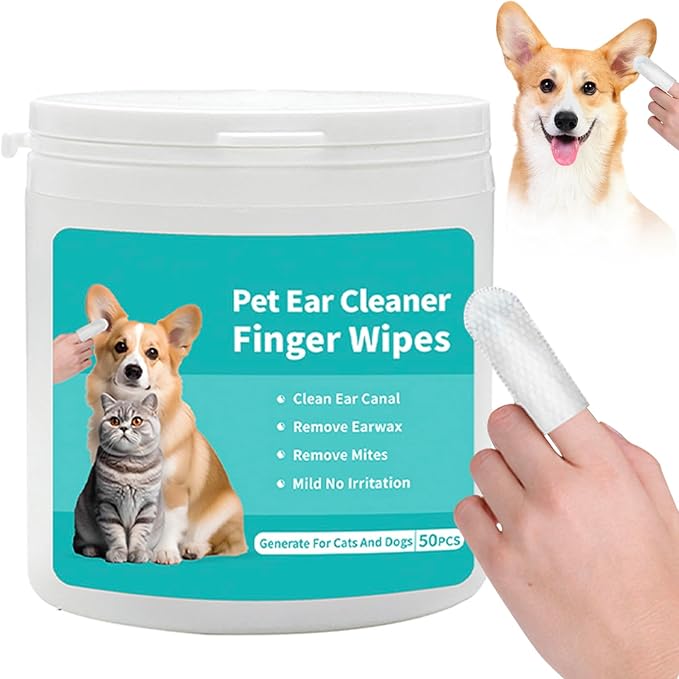 Dog Ear Wipes Finger Shape Dog Ear Cleaner, Dog Enjoyable Ear Cleaner Tool for Dogs Cats Puppy Rabbits Small Animals, White