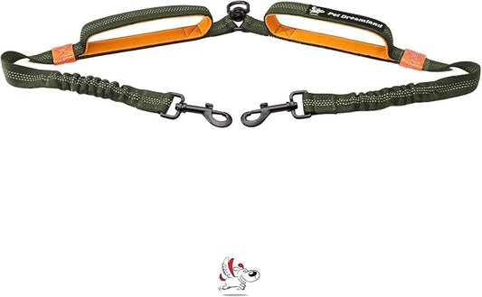 Exquisite Two Dog Leash Splitter | Double Dog Leash for Large Dogs Heavy Duty | No Tangle 2 Dog Leash Coupler | Dual Dog Leash Attachment | Retractable Dual Leashes for 2 Dogs
