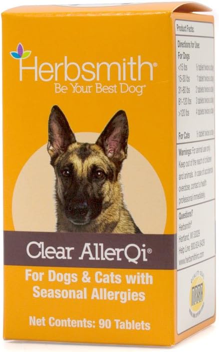 Herbsmith Clear Allerqi – Allergy Aid for Cats & Dogs – Pet Allergy Support – Anti Itch Pills for Dogs & Cats