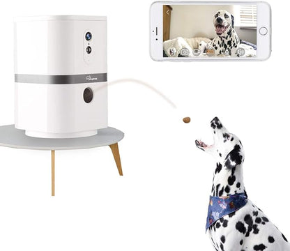 SKYMEE Petalk AI II Dog Camera Treat Dispenser, WiFi Remote Pet Camera with 180° PTZ and Night Vision, Compatible with Alexa