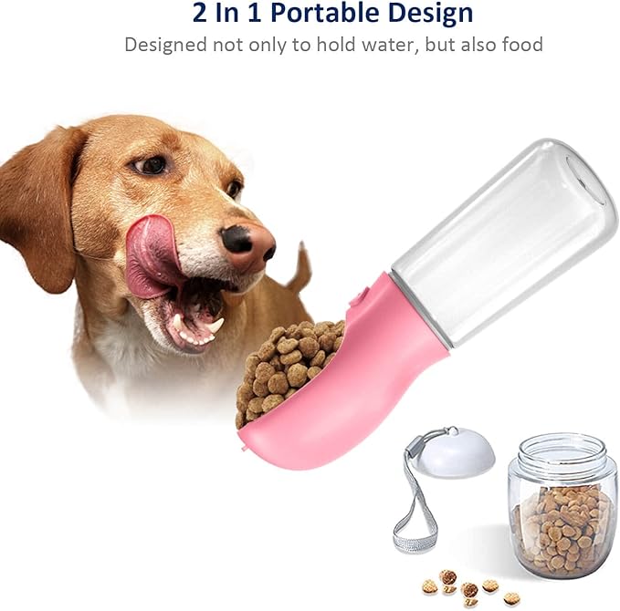 WePet Portable Dog Water Bottle with Food Container, 19 OZ + 6 OZ, Leak Proof Puppy Water Dispenser with Drinking Feeder for Pets Outdoor Walking, Hiking, Travel, Food Grade Plastic