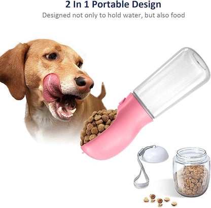 WePet Portable Dog Water Bottle with Food Container, 19 OZ + 6 OZ, Leak Proof Puppy Water Dispenser with Drinking Feeder for Pets Outdoor Walking, Hiking, Travel, Food Grade Plastic