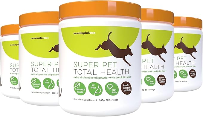 Heart Health for Dogs, Fiber Supplement for Digestive Health, Heart Health & Gut Health, Coat & Joint Health, Made in USA, Only Two Natural Ingredients, 5 Pack