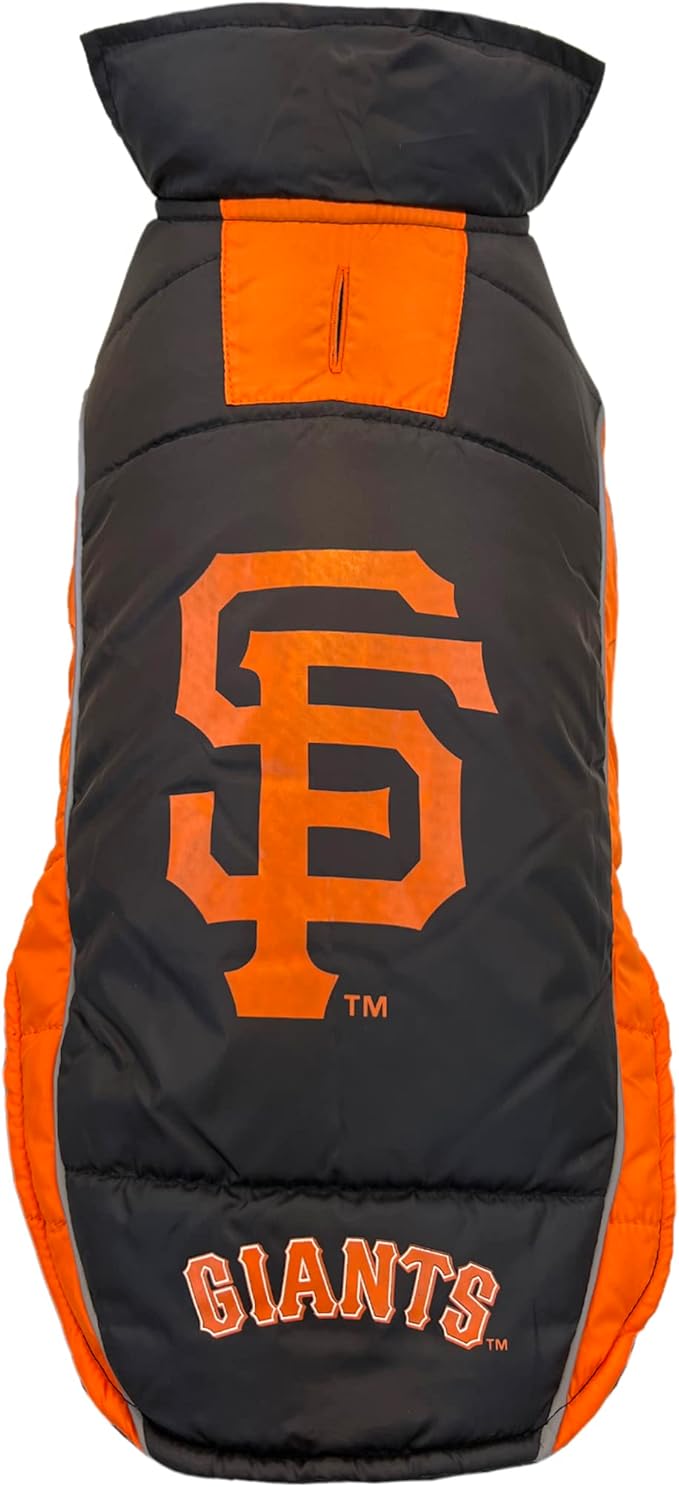 MLB San Francisco Giants Puffer Vest for Dogs & Cats, Size Small. Warm, Cozy, and Waterproof Dog Coat, for Small and Large Dogs/Cats. Best MLB Licensed PET Warming Sports Jacket