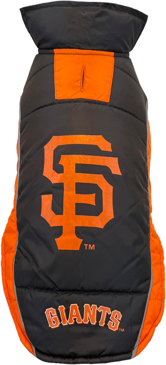 MLB San Francisco Giants Puffer Vest for Dogs & Cats, Size Medium. Warm, Cozy, and Waterproof Dog Coat, for Small and Large Dogs/Cats. Best MLB Licensed PET Warming Sports Jacket