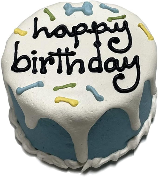 Bubba Rose Biscuit Company: Blue Dog Birthday Baby Cake - Crunchy Biscuit Texture - Natural Gourmet Dog Treat - Dog Cake - 3 inch 1 Count - Made in The USA