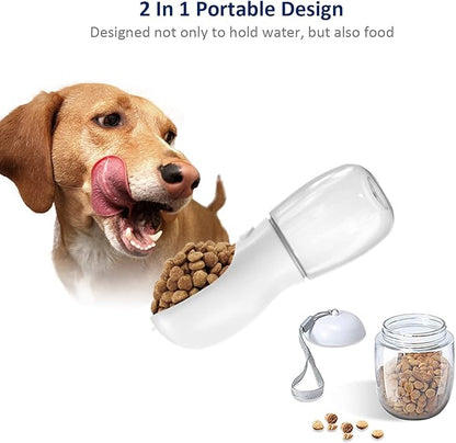 WePet Portable Dog Water Bottle with Food Container, 12 OZ + 6 OZ, Leak Proof Puppy Water Dispenser with Drinking Feeder for Pets Outdoor Walking, Hiking, Travel, Food Grade Plastic