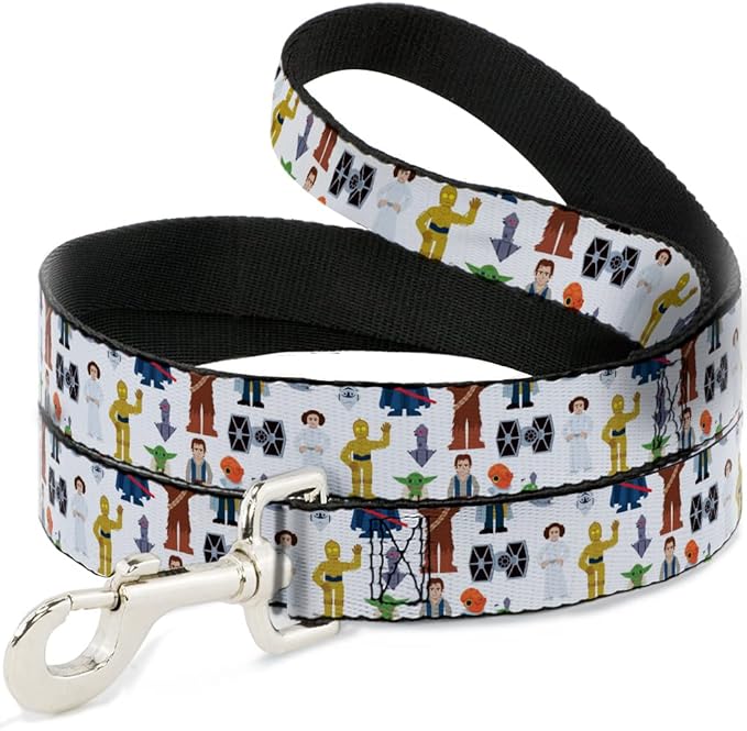 Star Wars Pet Leash, Dog Leash, Star Wars Classic Characters and Icons Collage White, 6 Feet Long 1.0 Inch Wide