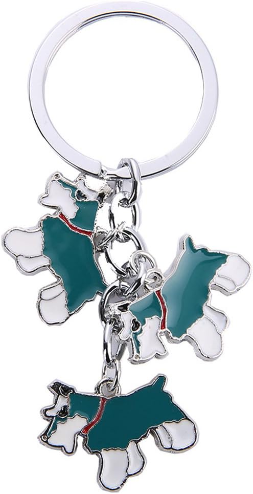 Dog Keychain, Pet Pendant Key-Ring, Cute Puppy ID Tags Metal Key Ring for Dog Lover (Blue Schnauzer)