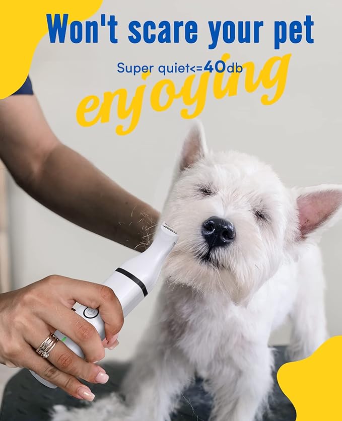 oneisall Dog Paw Trimmer,Corldless Paw Trimmer for Dogs with Double Blades,Quiet 2 Speed Small Dog Grooming Clippers for Paws, Eyes, Ears, Face, Rump (White)