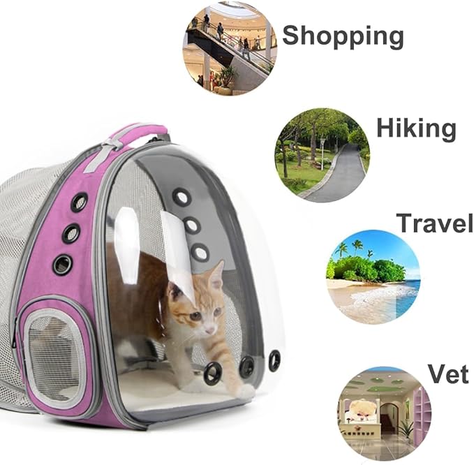 Back Expandable Cat Backpack Carrier, Fit up to 12 lbs, Space Capsule Bubble Window Pet Carrier Backpack for Cat and Small Puppy