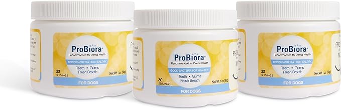 Probiora for Dogs | Dog Probiotic Supplement for Oral Care | Pet Probiotics to Reduce Bad Breath | Dog Nutritional Supplement for Dental Health | 30 Servings (Pack of 3, Jar)