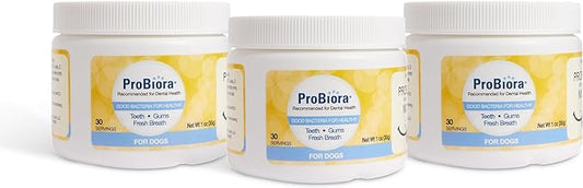 Probiora for Dogs | Dog Probiotic Supplement for Oral Care | Pet Probiotics to Reduce Bad Breath | Dog Nutritional Supplement for Dental Health | 30 Servings (Pack of 3, Jar)
