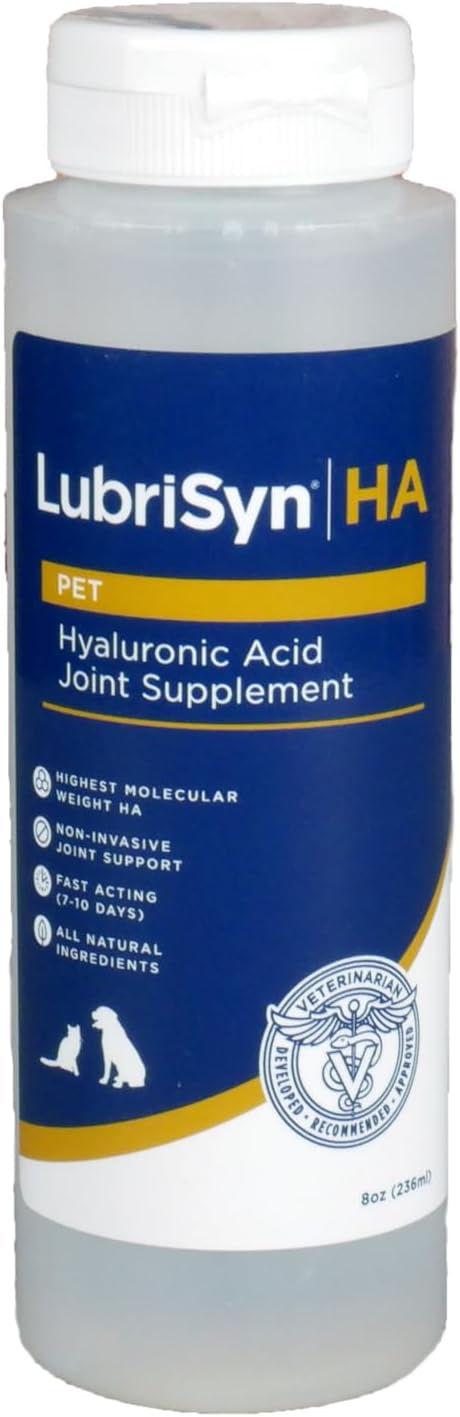 LubriSynHA Hyaluronic Acid Pet & Equine Joint Formula 8oz - All-Natural, High-Molecular Weight Liquid Hyaluronan - Joint Support for Horses, Dogs, Cats - Promotes Healthy Joint Function, Made in USA