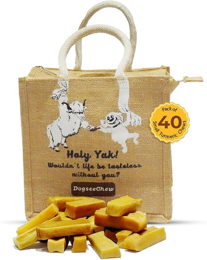 Dogsee Himalayan Yak Cheese Dental Dog Chews with Turmeric Value Pack 3lb (Small - 40 Chews) | Hip & Joint Health Support | 100% Natural | Easily Digestible Dog Treats