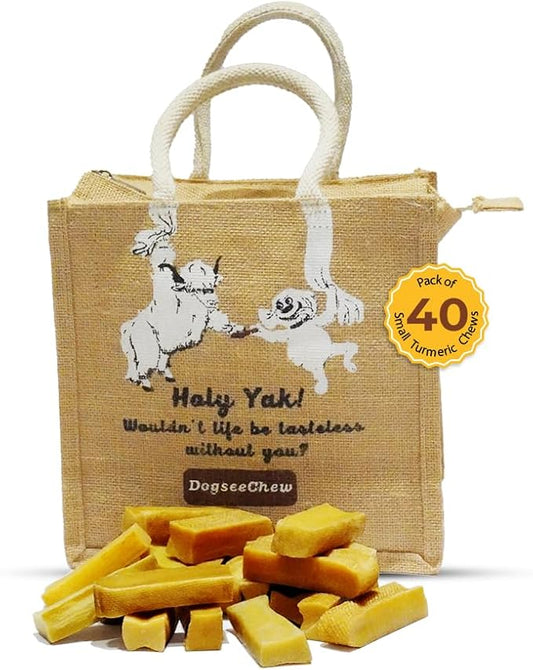 Dogsee Himalayan Yak Cheese Dental Dog Chews with Turmeric Value Pack 3lb (Small - 40 Chews) | Hip & Joint Health Support | 100% Natural | Easily Digestible Dog Treats