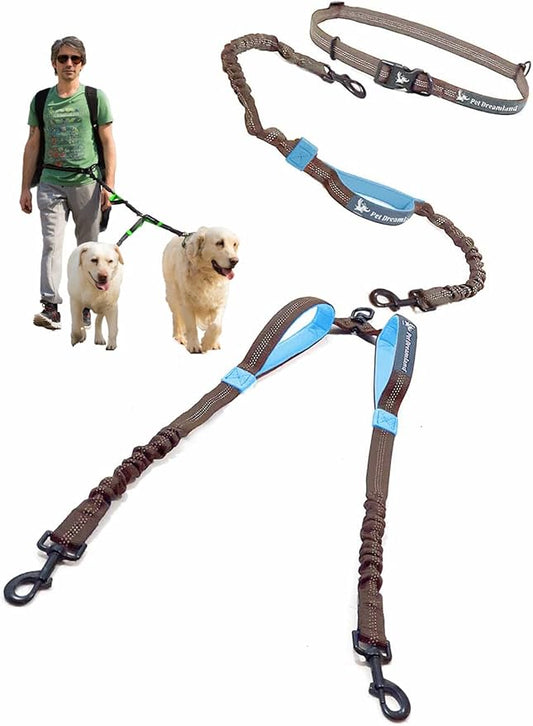 Exquisite Double Hands Free Leash for Large Dogs | Retractable Dog Leash 2 Dogs | Waist Dog Leash for Large Dogs | Two Dog Leash for Large Dogs | Leash for Big Dogs | Hands Free Running Dog Leash