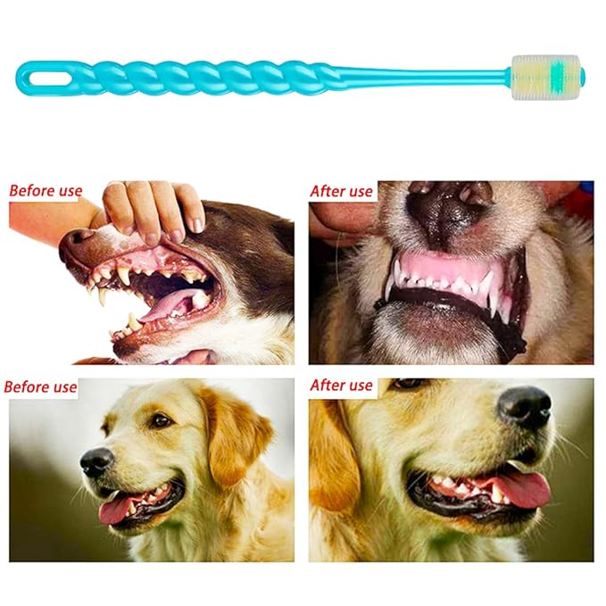 4 Pcs 360-Degree Small Dog and Cat Soft Toothbrush Soft Silicone Deep Pet Teeth Cleaning Kit (Colors May Vary)