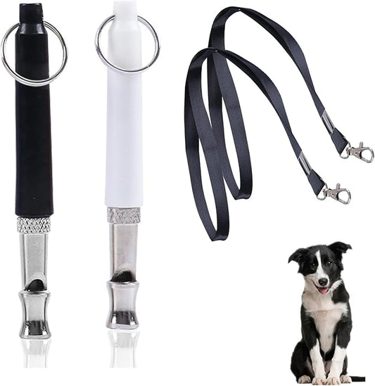 2 Pack Dog Whistle | Dog Training Whistles | Adjustable Ultrasonic Silent Dog Whistle | Training Behaviour Aids Accessories for Dog(Black+White)