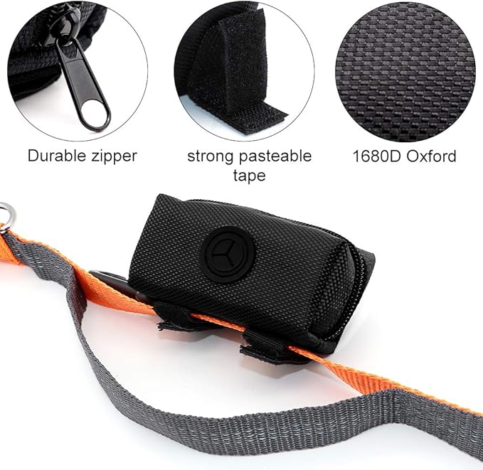 SLOSN 3 Pack Pet Waste Bag Dispenser Dog Poop Bag Holder with Zippered Portable Dog Poop Bag Holder with Hook for Leash,Great Accessory for Walking, Running with Dog (RoseRed Green Black)