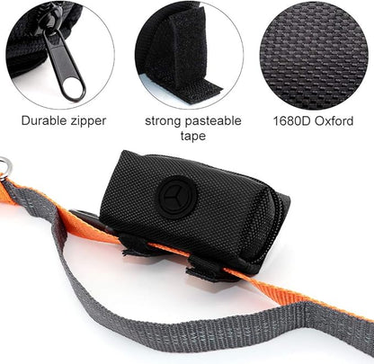 SLOSN 3 Pack Pet Waste Bag Dispenser Dog Poop Bag Holder with Zippered Portable Dog Poop Bag Holder with Hook for Leash,Great Accessory for Walking, Running with Dog (RoseRed Green Black)
