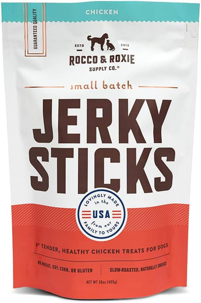 Rocco & Roxie Supply Co. - Jerky Dog Treats - Puppy Supplies - Healthy Treats for Potty Training - High Value Real Meat Slow Roasted Snacks for Small, Medium & Large Dogs & Puppies - Soft Chews