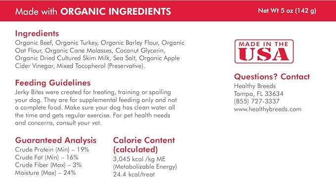 Healthy Breeds Xoloitzcuintli Jerky Bites Beef Recipe Dog Treats 5 oz