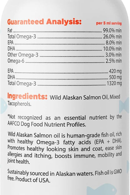 Omega 3 Fish Oil for Dogs (32oz) - Skin & Coat Health - Dry & Itchy Skin Relief + Allergy Support - Shiny Coat - EPA&DHA Fatty Acids - Salmon Oil Promotes Heart, Hip & Joint Support