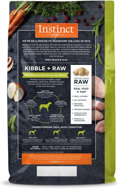 Instinct Raw Boost Healthy Weight Grain Free Recipe with Real Chicken Natural Dry Dog Food, 20 lb. Bag