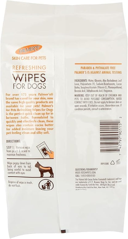 Palmer's for Pets Cocoa Butter Refreshing Dog Wipes, 100 Ct - 3 Pack | Cocoa Butter Wipes for Dogs | Paraben & Phthalate Free Dog Grooming Wipes for Dogs, Palmers Dog Bath Wipes