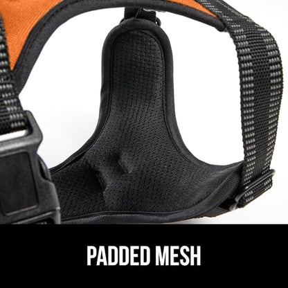 Gorilla Grip Comfortable Durable Dog Harness with Handle, Pet Leash Clips on Chest or Back for Walking, Padded Mesh Pets Vest, Adjustable Reflective Straps, Puppy Training, Orange